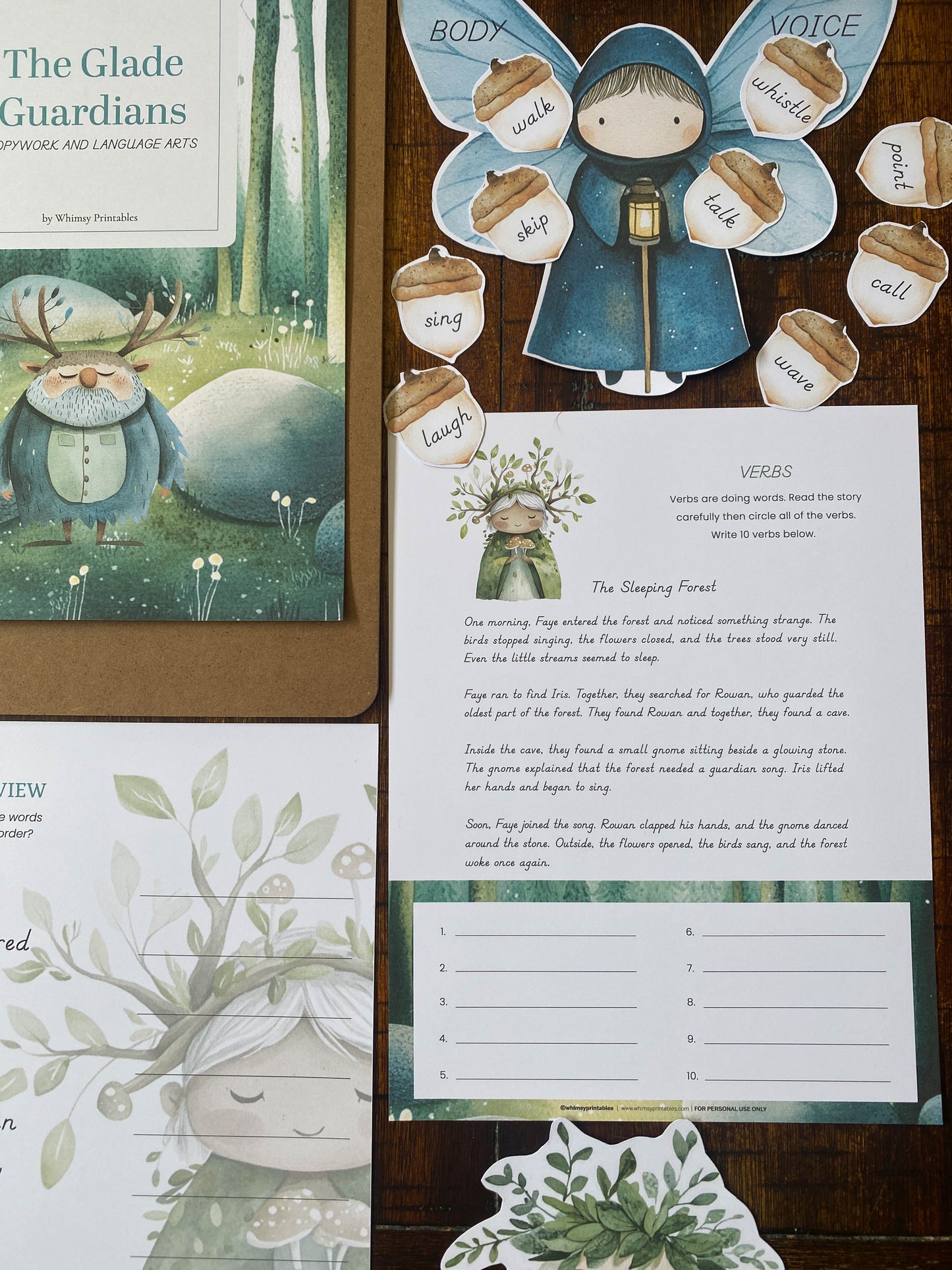 THE GLADE GUARDIANS CHARLOTTE MASON COPYWORK AND LANGUAGE ARTS PACK - WOODLAND WRITERS