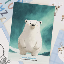 Load image into Gallery viewer, Children's activity book with a polar bear illustration on a starry night sky background.