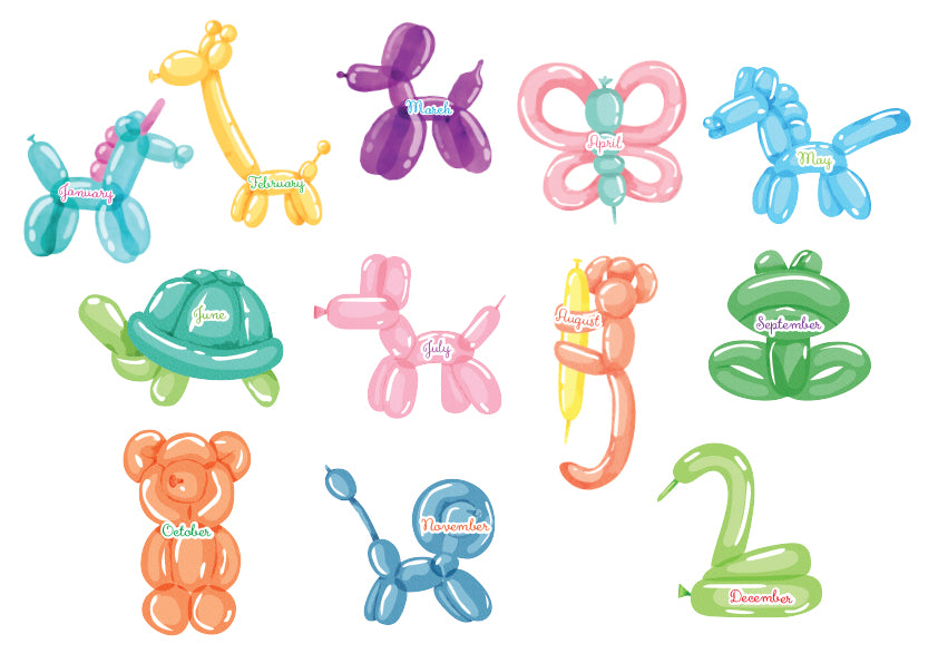 BALLOON ANIMAL BIRTHDAY CHART