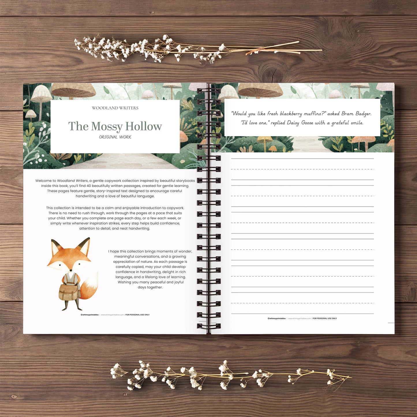THE MOSSY HOLLOW COPYWORK - WOODLAND WRITERS