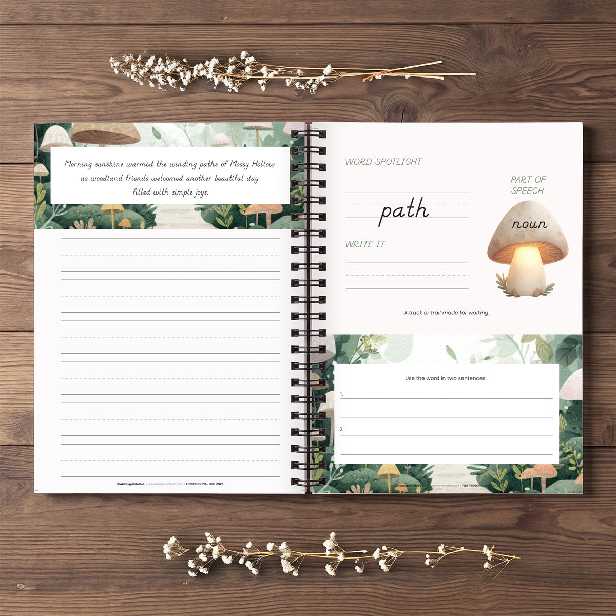 THE MOSSY HOLLOW COPYWORK & LANGUAGE ARTS PACK - WOODLAND WRITERS