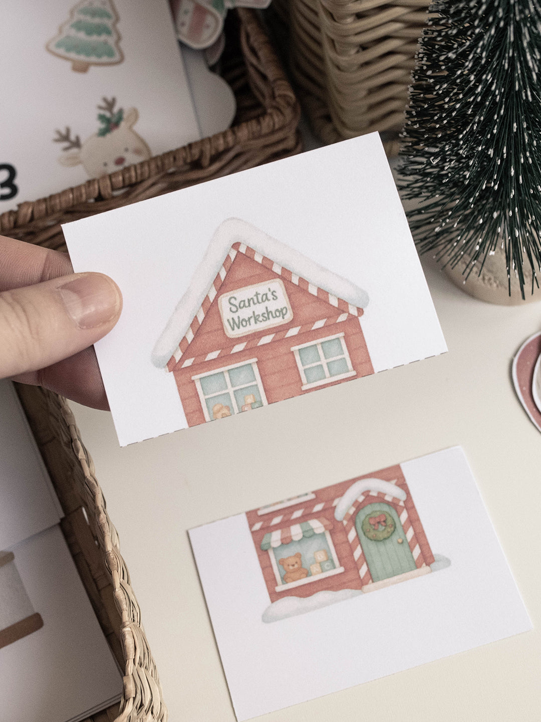 CHRISTMAS SANTA'S VILLAGE MORNING BASKET