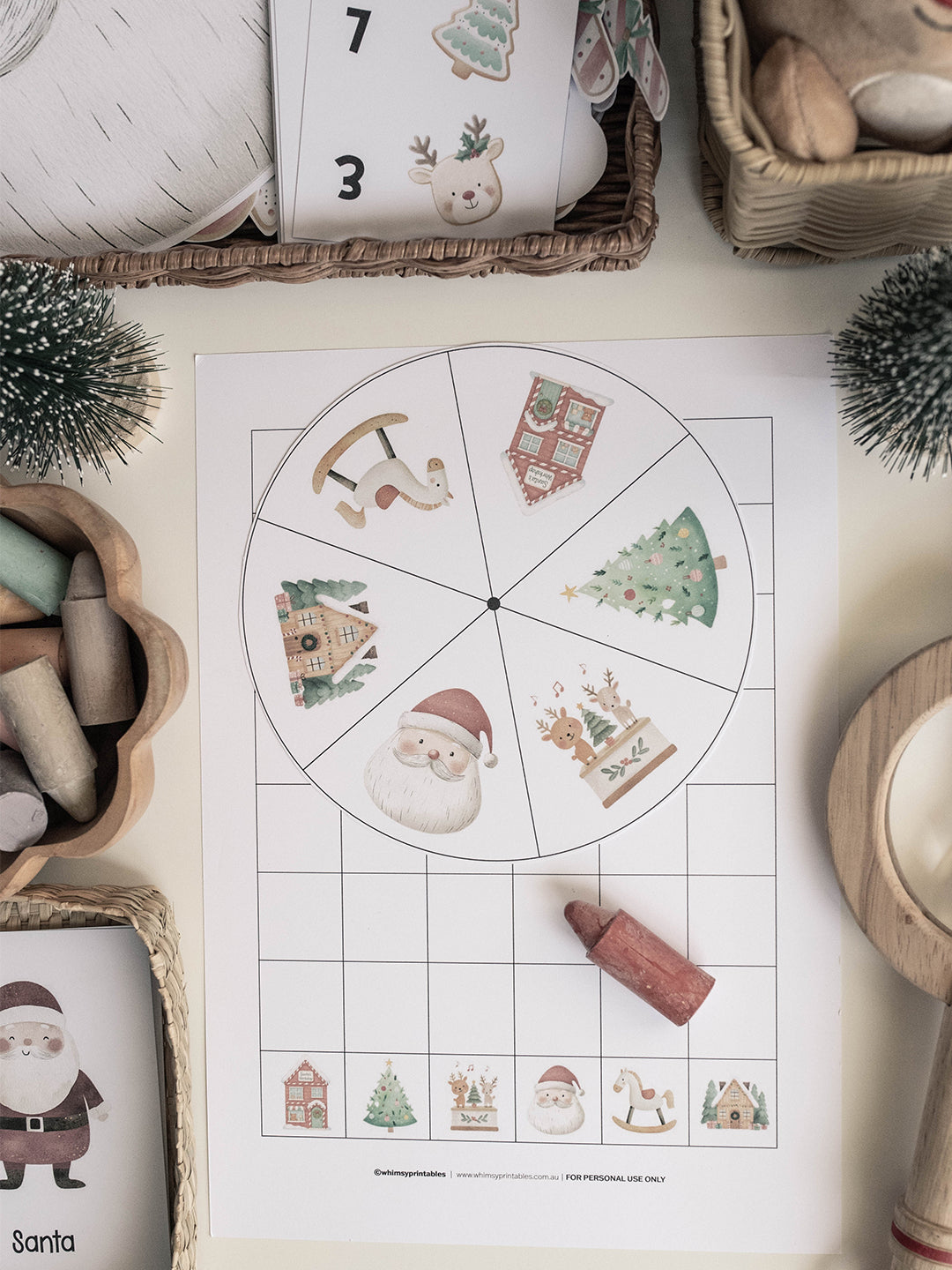 CHRISTMAS SANTA'S VILLAGE MORNING BASKET