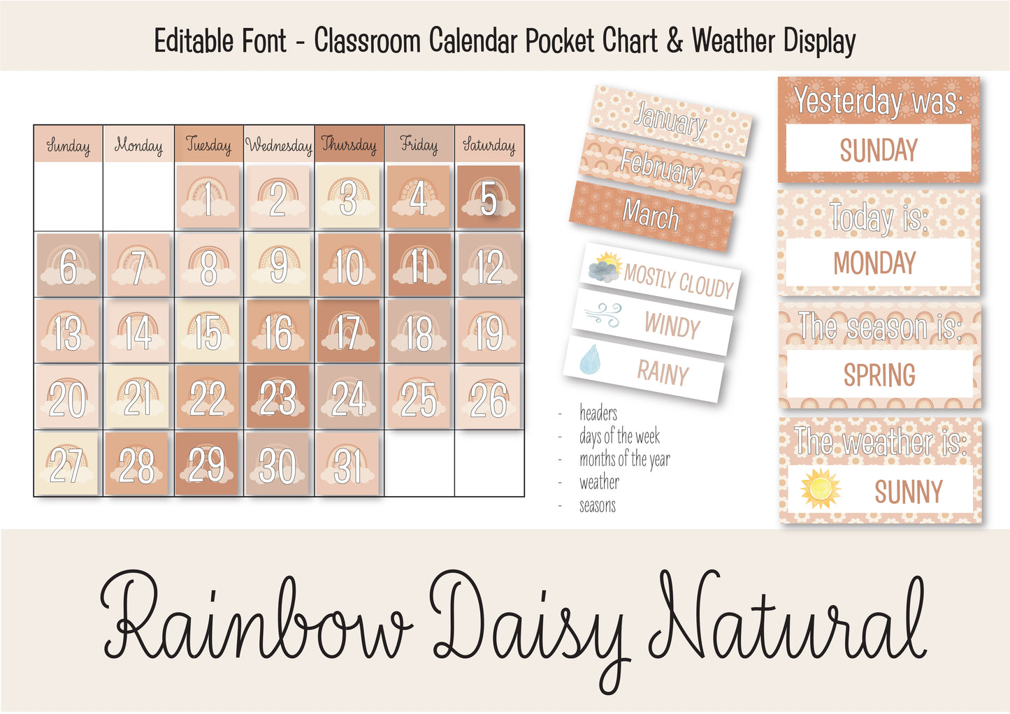 RAINBOW DAISY NATURAL CLASSROOM BUNDLE