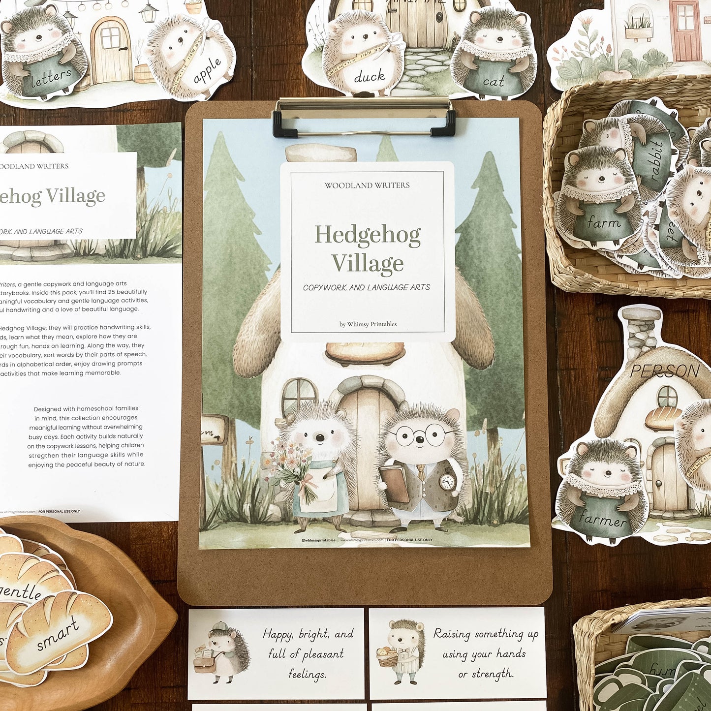 HEDGEHOG VILLAGE  CHARLOTTE MASON COPYWORK AND LANGUAGE ARTS PACK - WOODLAND WRITERS