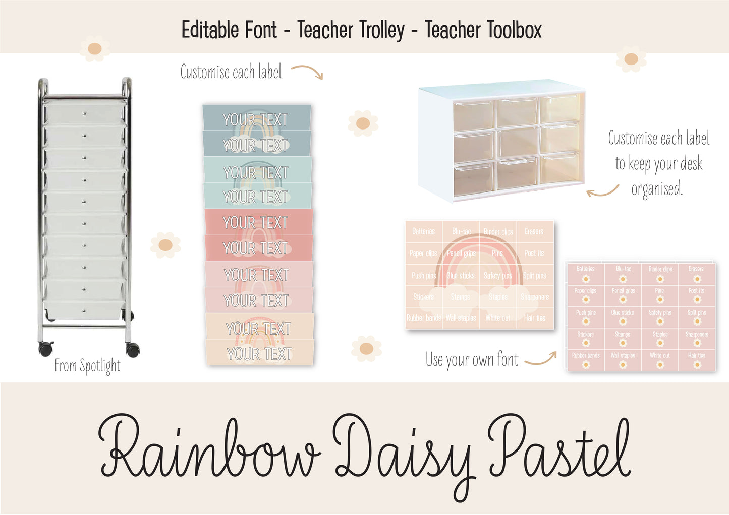 RAINBOW DAISY PASTEL CLASSROOM BUNDLE