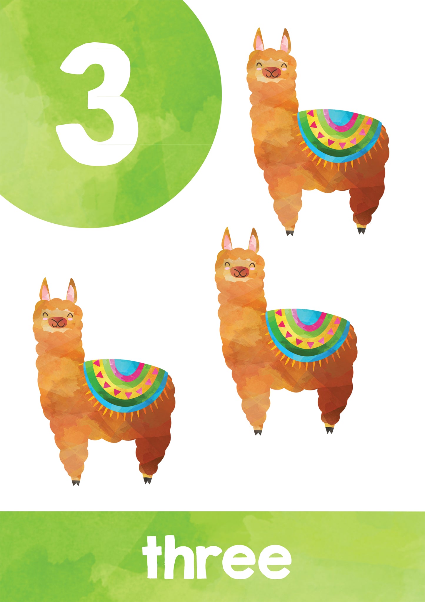 RAINBOW WATERCOLOUR NUMBER POSTERS