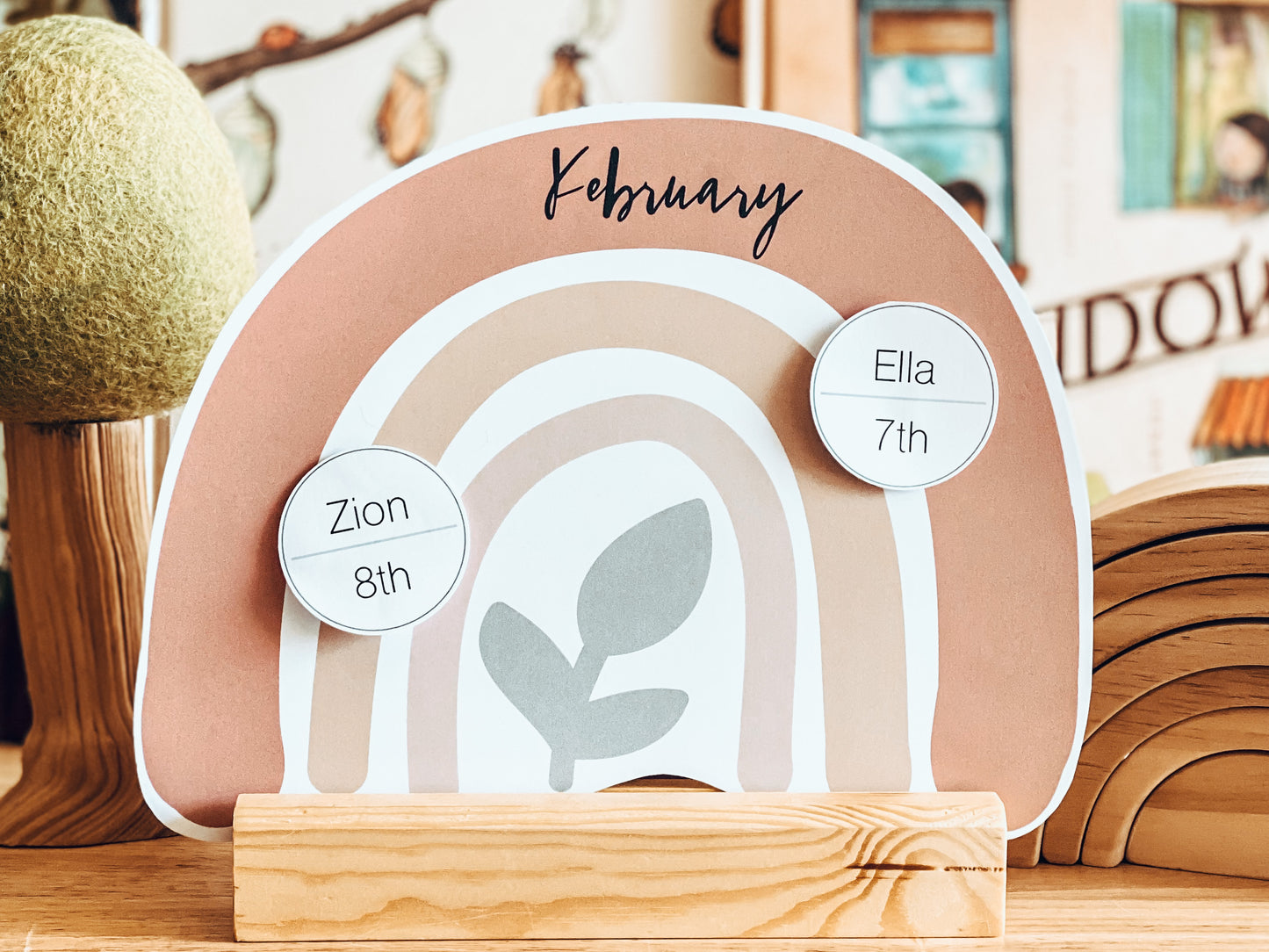 BOHO NATURAL RAINBOW BIRTHDAY CHART