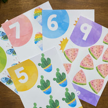 Load image into Gallery viewer, RAINBOW WATERCOLOUR NUMBER POSTERS
