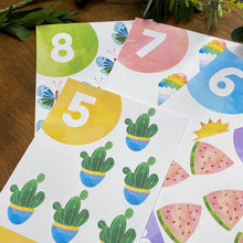 Load image into Gallery viewer, RAINBOW WATERCOLOUR NUMBER POSTERS
