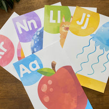 Load image into Gallery viewer, RAINBOW WATERCOLOUR ALPHABET POSTERS
